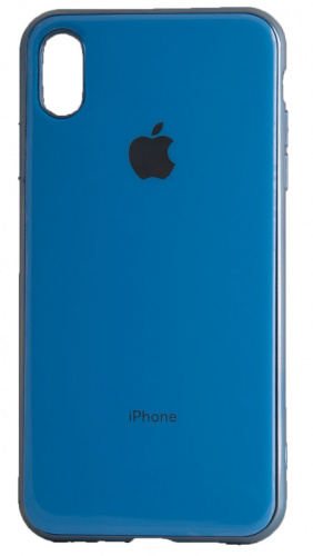 Силиконовый чехол для Apple iPhone XS Max яблоко глянцевый голубой