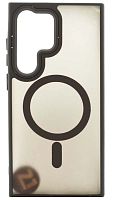 Силиконовый чехол MagSafe для Samsung Galaxy S24 Ultra матовый черный