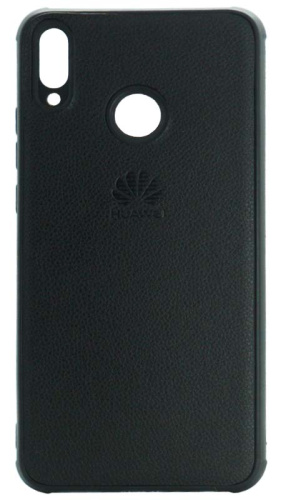 Силиконовый чехол для Huawei Honor 8X кожа с лого черный
