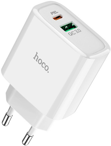 СЗУ 2 USB HOCO C57A 2.1A Type-C + USB Speed PD/QC 3.0 белый