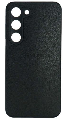 Силиконовый чехол для Samsung Galaxy S23 кожа с лого черный