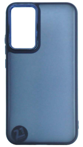 Силиконовый чехол для Samsung Galaxy A34/A346 хром с глянцевой камерой синий