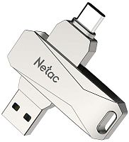 64GB флэш драйв Netac U782C, USB 3.0, металл, Type-C, серебряный