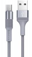 Кабель USB - микро USB Borofon BX21 1.0м 2.4A ткань серый