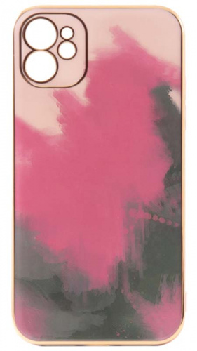 Силиконовый чехол для Apple iPhone 11 Акварель с окантовкой розово-изумрудный