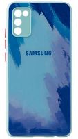 Силиконовый чехол для Samsung Galaxy A02S/A025 стеклянный краски голубой