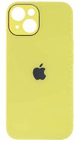 Силиконовый чехол для Apple iPhone 14 стеклянный с защитой камеры желтый