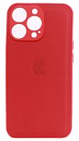 Силиконовый чехол для Apple iPhone 13 Pro с защитой камеры кожа с лого красный