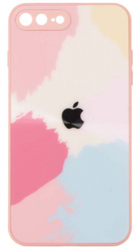 Силиконовый чехол для Apple iPhone 7 Plus/8 Plus с защитой камеры акварель персиковый