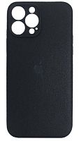 Силиконовый чехол для Apple iPhone 13 Pro Max с защитой камеры кожа с лого черный