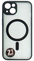 Силиконовый чехол для Apple iPhone 13 MagSafe с окантовкой и защитой камеры черный