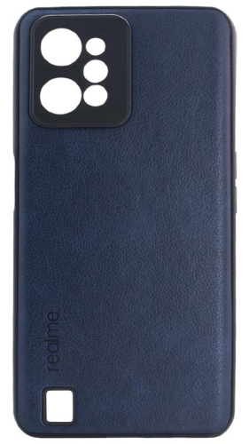 Силиконовый чехол для Realme C31 кожа с лого синий