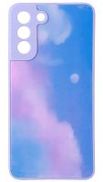 Силиконовый чехол для Samsung Galaxy S21 FE стеклянный краски сиреневый