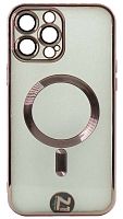 Силиконовый чехол  для Apple iPhone 13 Pro Max Berlia Magsafe прозрачный розовый борт