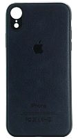 Силиконовый чехол для Apple iPhone XR кожа с лого синий
