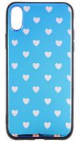 Силиконовый чехол для Apple iPhone X/XS сердечки перламутр синий
