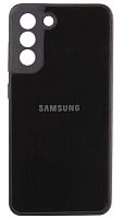 Силиконовый чехол для Samsung Galaxy S21 FE  стеклянный с защитой камеры черный