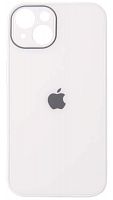 Силиконовый чехол для Apple iPhone 13 стеклянный с защитой камеры белый