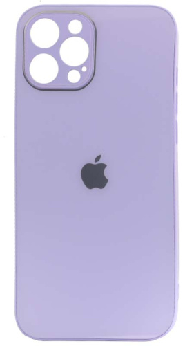 Силиконовый чехол для Apple iPhone 12 Pro Max стеклянный с защитой камеры ярко-сиреневый