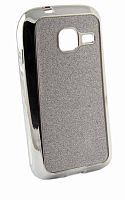 Силиконовый чехол для Samsung Galaxy J105/J1 mini с блестящим ободком серебряный