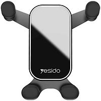 Автомобильный держатель Yesido, C100, для смартфона 3.5"-6.0", пластик, алюминий, воздуховод черный