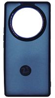 Силиконовый чехол для Honor X9a хром с глянцевой камерой синий