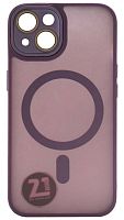 Силиконовый чехол MagSafe для Apple iPhone 14 матовый с линзами фиолетовый