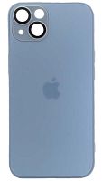 Силиконовый чехол для Apple iPhone 13 матовое стекло голубой