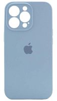 Силиконовый чехол Soft Touch для Apple iPhone 13 Pro с защитой камеры лого светло-голубой