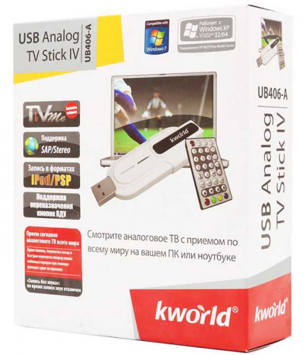 ТВ-Тюнер Kworld KW-UB406-A Analog TV-Box USB (RC, HMC Drive) RTL