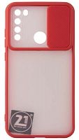 Силиконовый чехол для Xiaomi Redmi Note 8 с защитой камеры хром красный