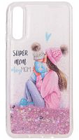Силиконовый чехол для Samsung Galaxy A50/A505 переливающиеся сердечки super boy mom