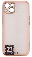 Силиконовый чехол для Apple iPhone 13 прозрачный с металлическим ободком розовый