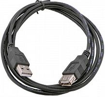 Кабель удлинитель USB 2.0 Gembird CC-USB2-AMAF-6B, AM/AF, 1.8м, черный, пакет