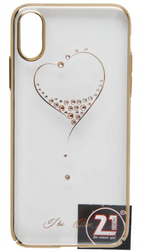 Задняя накладка Kingxbar для Apple iPhone X/XS со стразами сердце золото