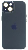 Силиконовый чехол для Apple iPhone 14 с закрытой камерой темно-синий