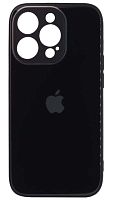 Силиконовый чехол для Apple iPhone 14 Pro стеклянный с защитой камеры черный