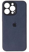Силиконовый чехол для Apple iPhone 13 Pro кожа с лого синий