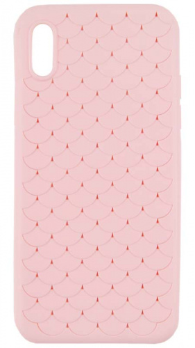Силиконовый чехол для Apple iPhone X чешуя розовый