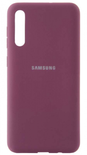 Силиконовый чехол для Samsung Galaxy A50/A505 с лого бордовый
