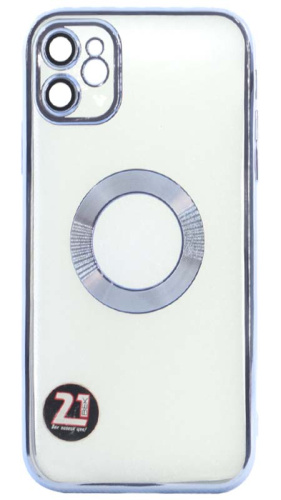 Силиконовый чехол для Apple iPhone 11 с линзами на камеру голубой