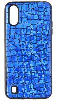 Силиконовый чехол для Samsung Galaxy A01/A015 Крокодил перламутр синий