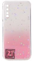 Силиконовый чехол для Samsung Galaxy A50/A505 с блестками градиент розовый