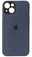 Силиконовый чехол для Apple iPhone 13 кожа с лого синий