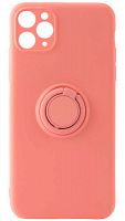 Силиконовый чехол для Apple iPhone 11 Pro Max матовый с кольцом ярко-розовый