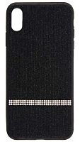 Силиконовый чехол Sulada для Apple iPhone XS Max со стразами текстильный чёрный