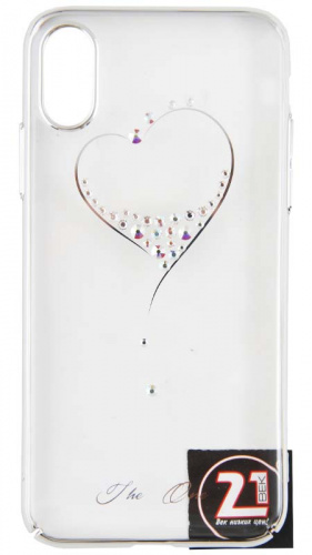 Задняя накладка Kingxbar для Apple iPhone X/XS со стразами сердце серебро