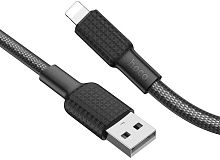 Кабель USB - 8 pin HOCO X69 Jaeger 1.0м 2.4A  чёрный белая вставка
