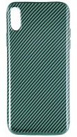 Силиконовый чехол для Apple iPhone XR глянцевый карбон зеленый
