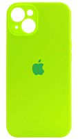 Силиконовый чехол Soft Touch для Apple iPhone 14 с защитой камеры лого неоновый салатовый